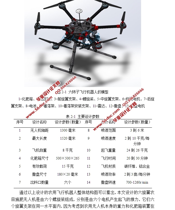 农田施肥旋翼飞行机器人结构设计(含CAD零件装配图)