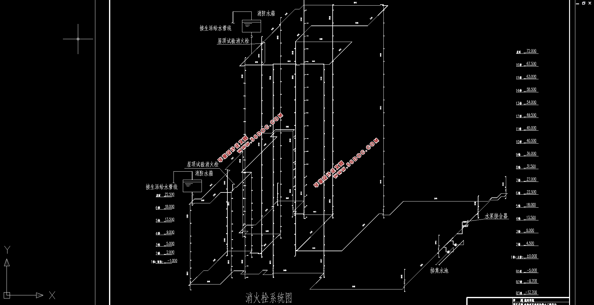 高层建筑(地下三层地上十六层)商业写字楼给排水工程设计(含CAD图)