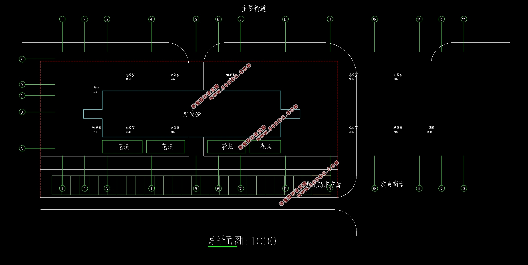 六层3810平米乔泽建设集团公司办公综合楼设计(建筑图结构图)