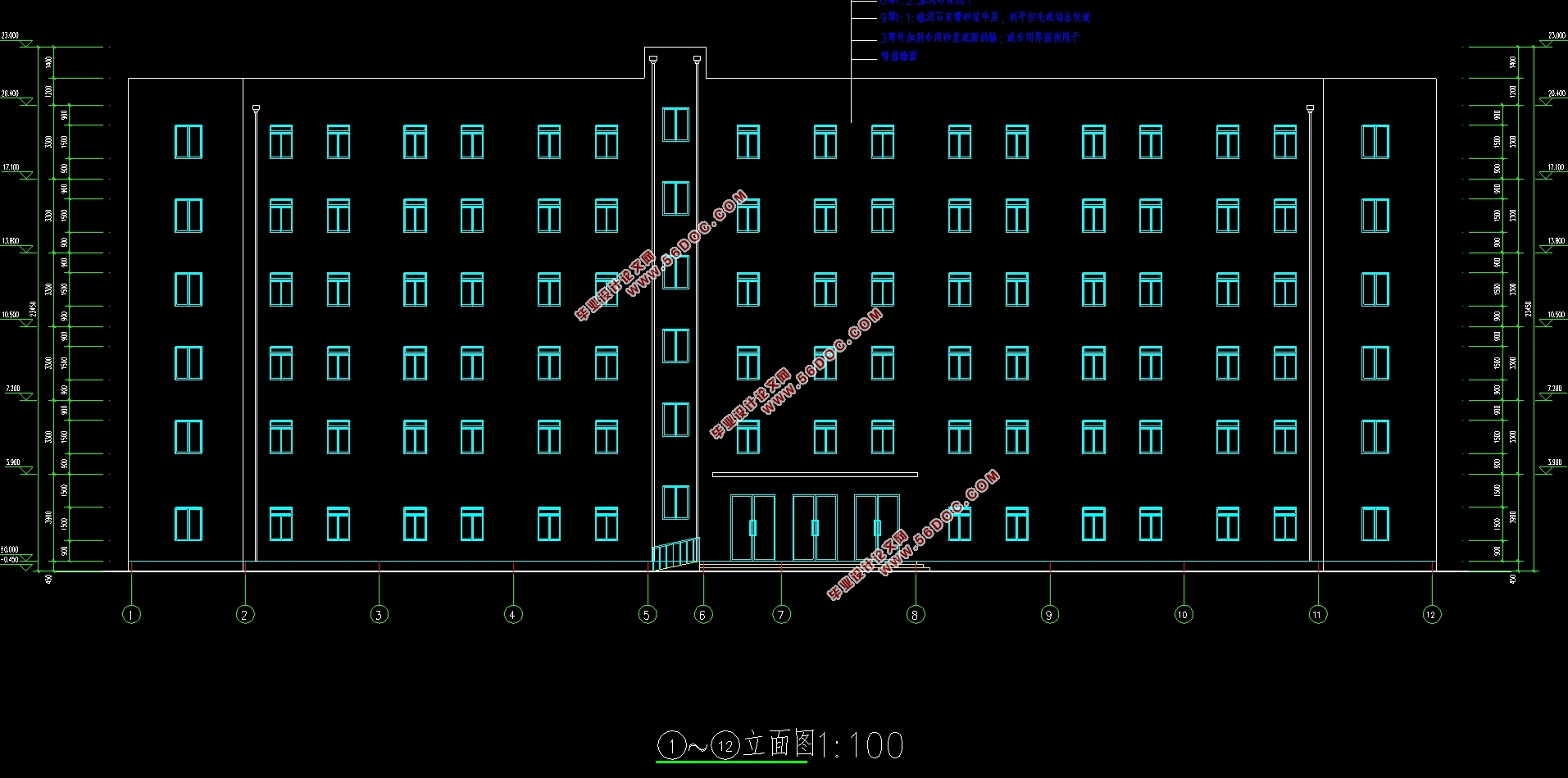 六层3810平米乔泽建设集团公司办公综合楼设计(建筑图结构图)