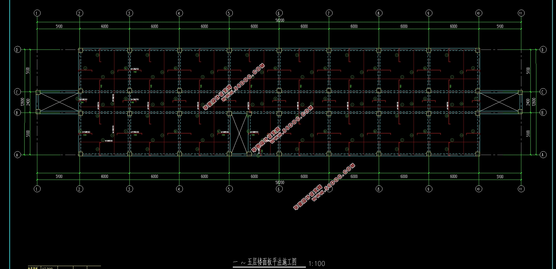 六层3810平米乔泽建设集团公司办公综合楼设计(建筑图结构图)