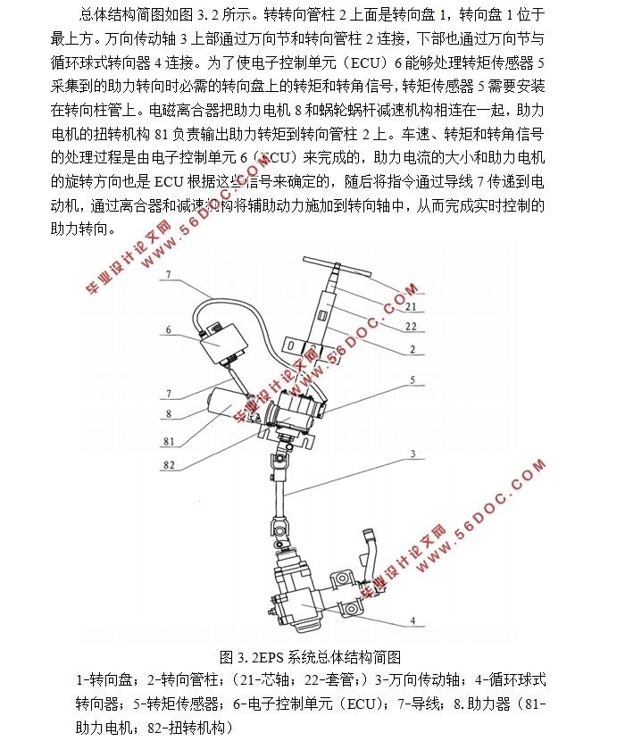 轻卡纯电动厢式汽车转向系统EPS结构设计(含CAD零件装配图)
