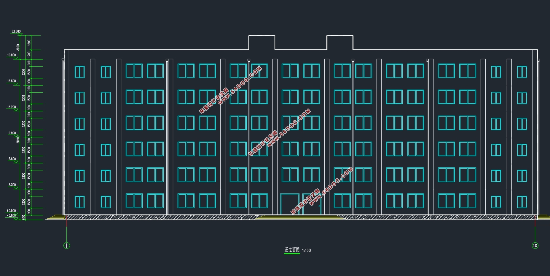 六层5559平米科梦科技有限公司办公楼设计(建筑图结构图)