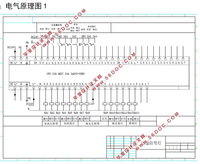 基于PLC的交通信号灯系统的设计(附原理图,梯形图)