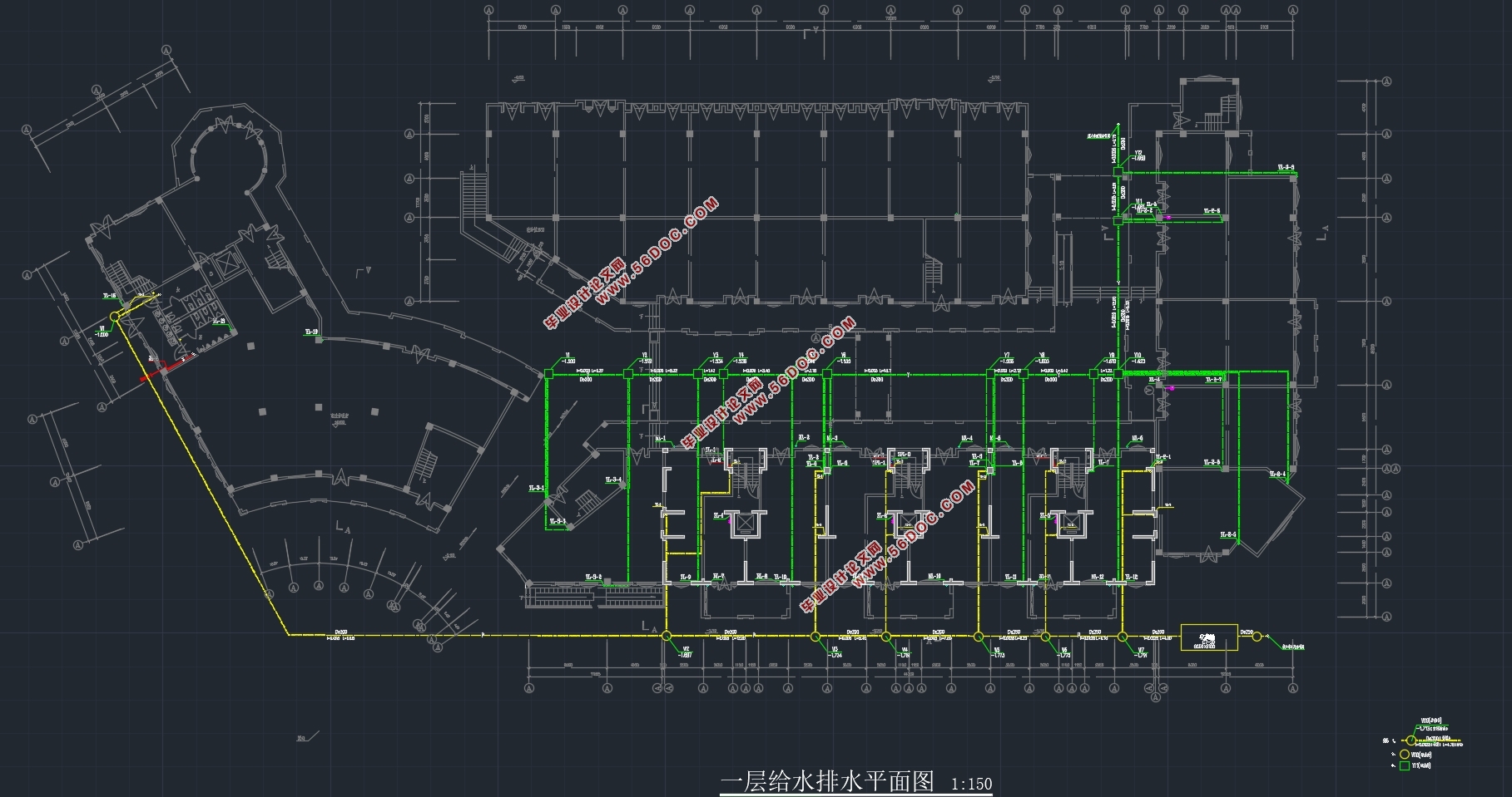 某高层综合楼商住楼建筑给排水设计(附CAD图)