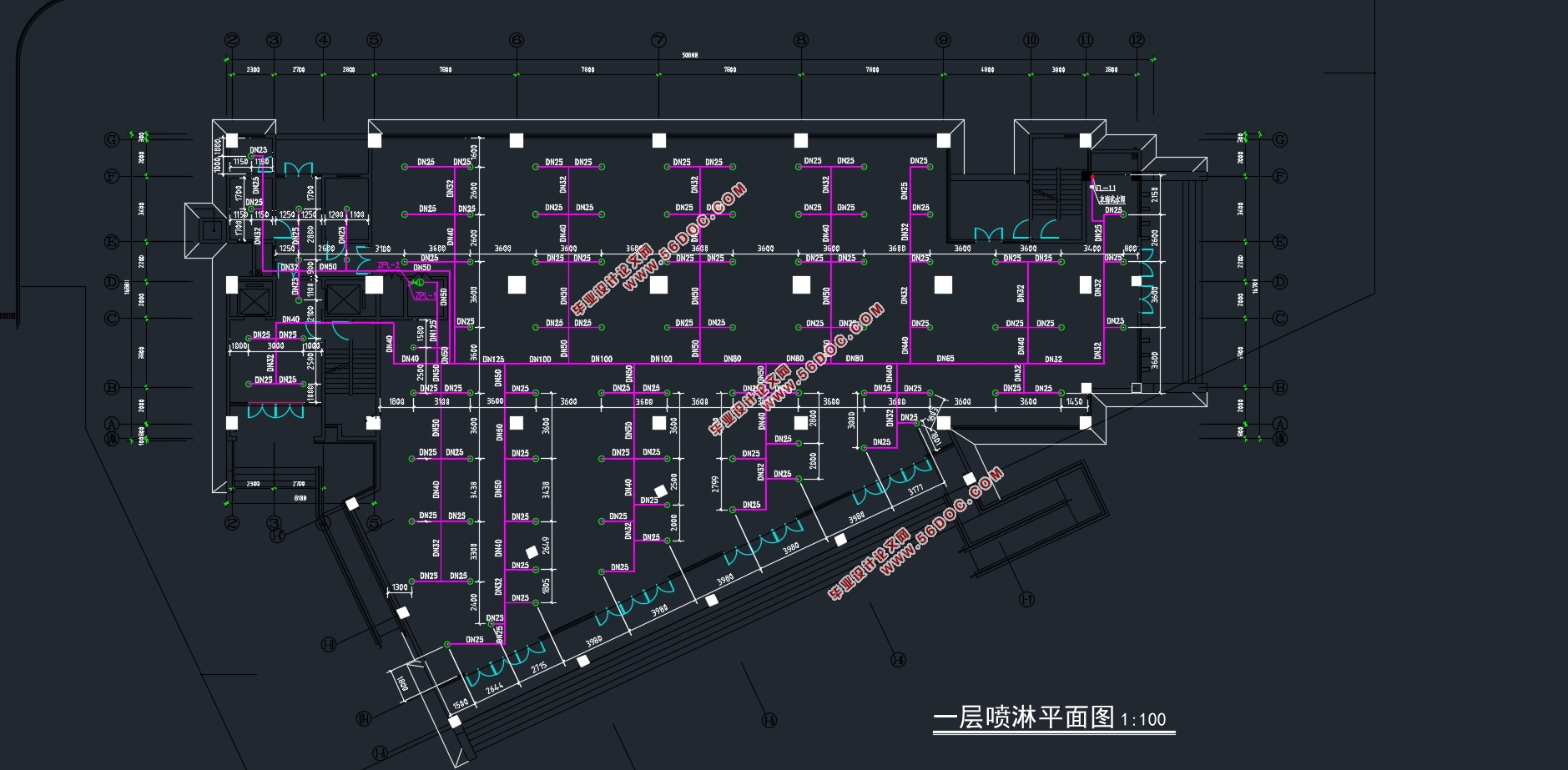 高层建筑(地下一层地上十一层)江浦小区酒店公寓给排水设计(附CAD图)
