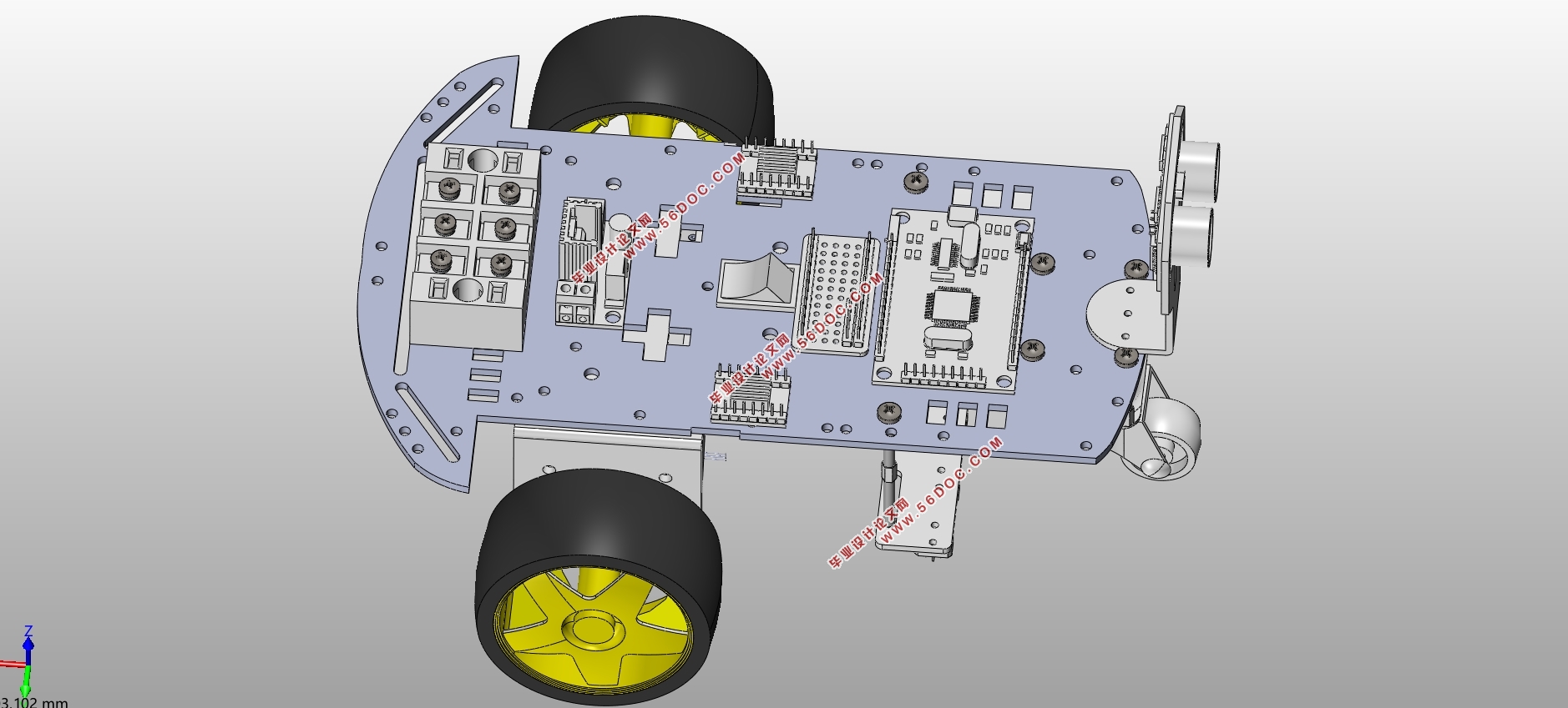 智能移动机器人(寻迹避障小车)的结构设计(含CAD图,SolidWorks三维图)