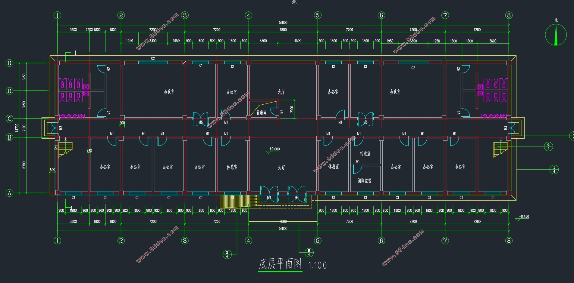 六安五层4000平米天一办公大楼设计(含建筑图结构图)