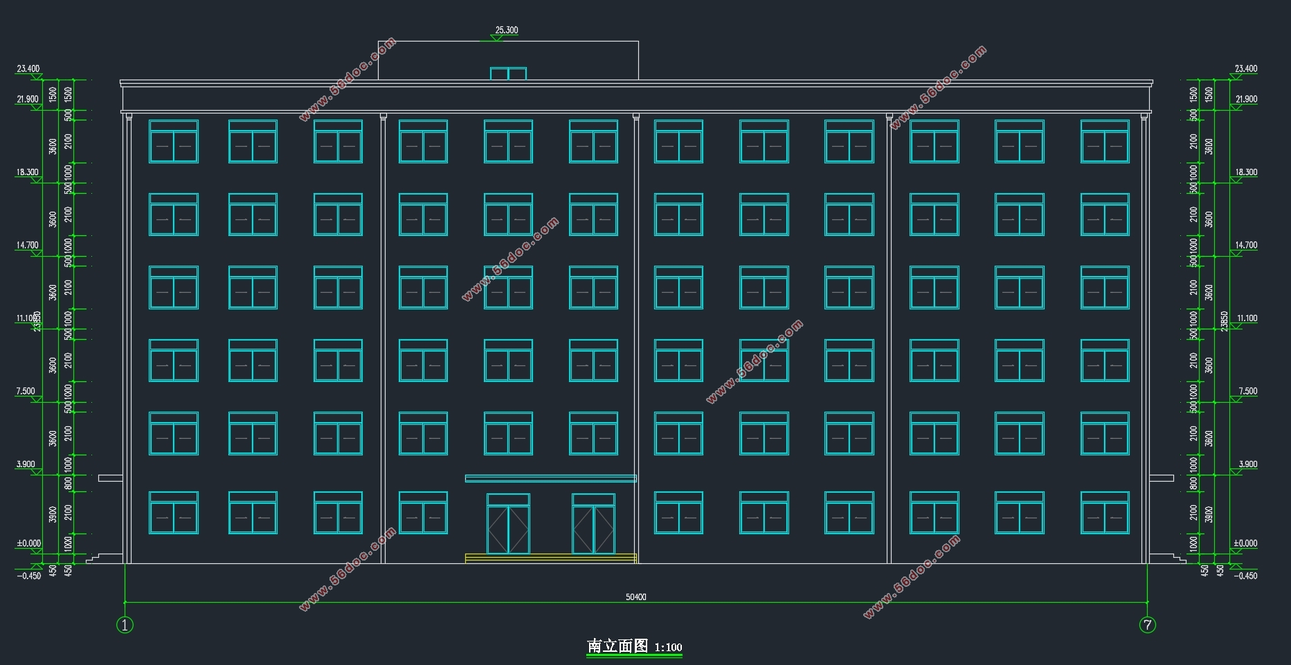 五层5034平米食品有限公司办公楼设计(含建筑图结构图)