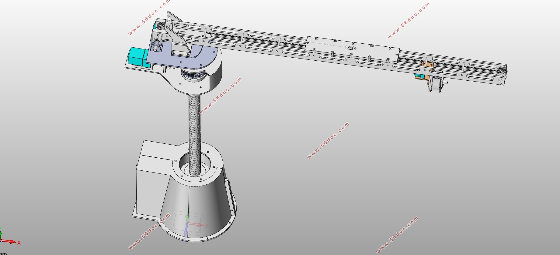 四自由度装卸料工业机器人转动机构设计(含SolidWorks三维图)