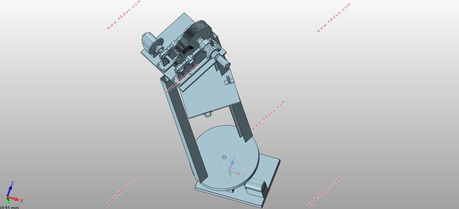 350X96型物料仓库堆垛机结构设计与三维建模(含PROE三维图)