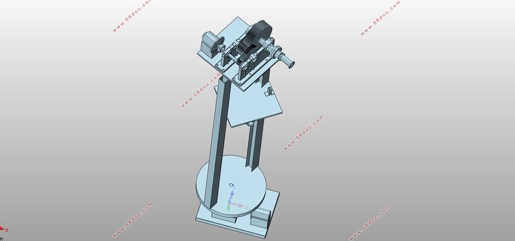 350X96型物料仓库堆垛机结构设计与三维建模(含PROE三维图)