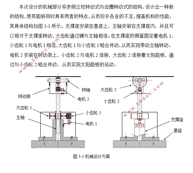 太阳能自动跟踪系统设计(含CAD零件图装配图)