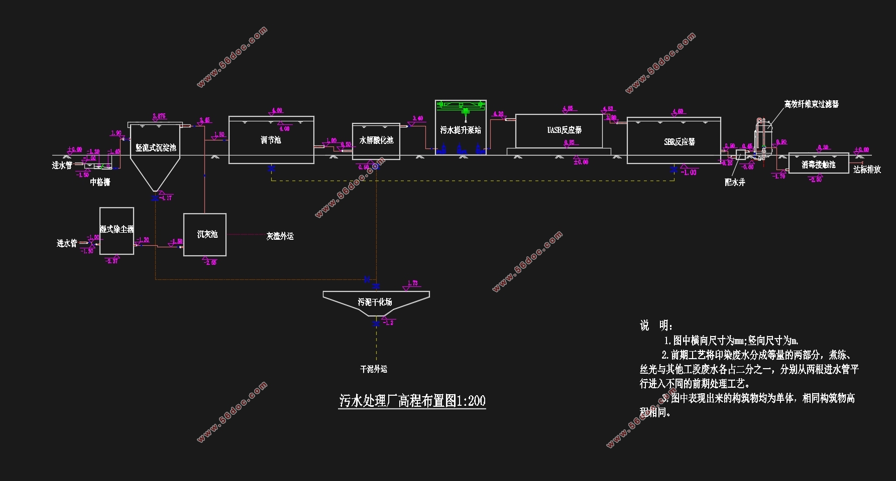某纺织有限公司印染废水处理工程设计(含CAD图)