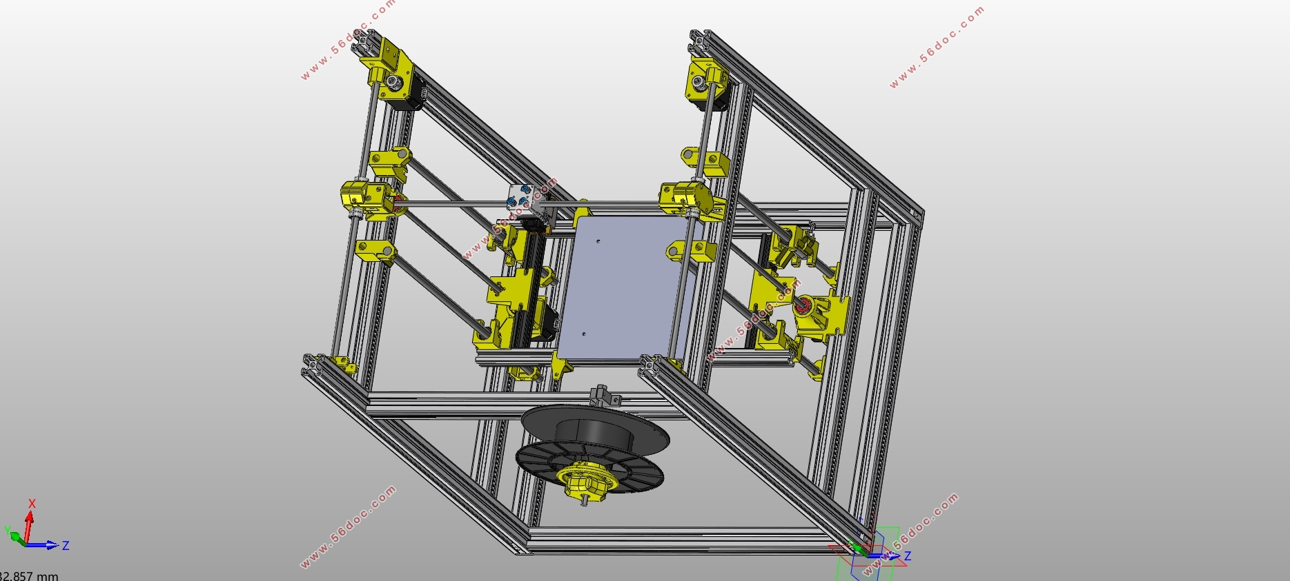 桌面型FDM多色3D打印机的设计(含CAD零件图装配图,SolidWorks三维图)