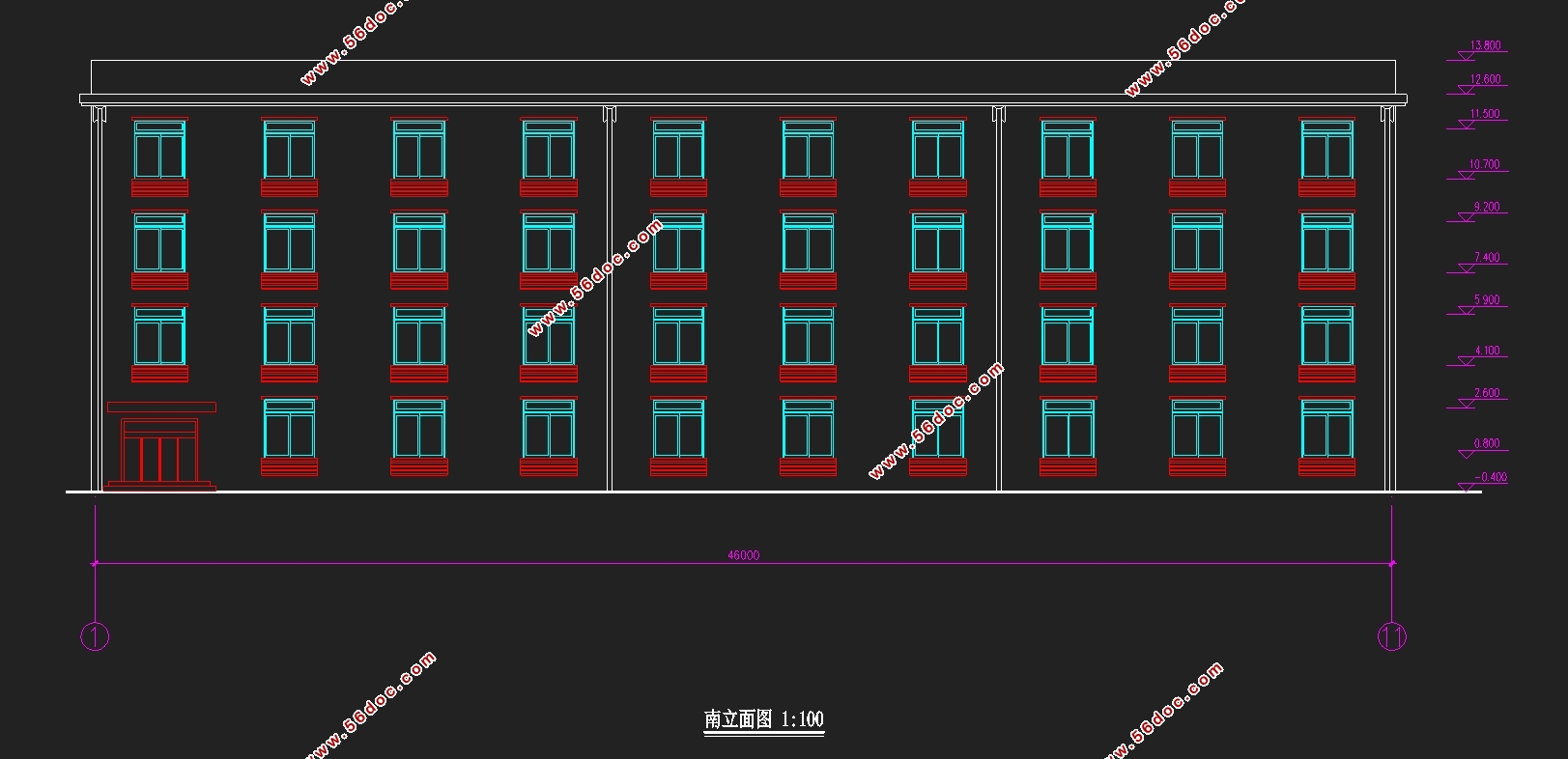四层3055平米沭阳某电子科技园职工公寓楼设计(含建筑图结构图)