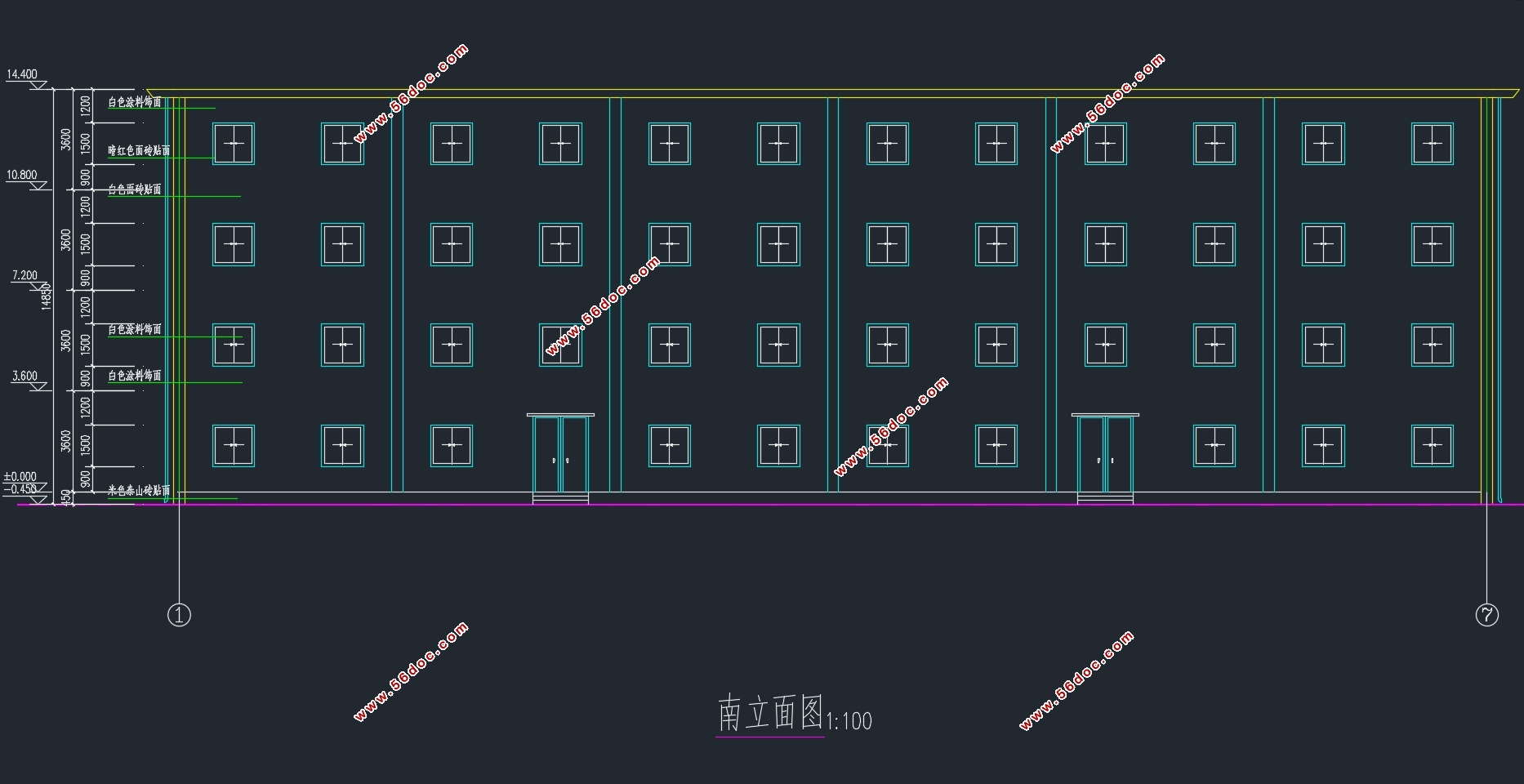 南京四层2696平米科技园职工宿舍楼设计(含建筑图结构图,施工组织)
