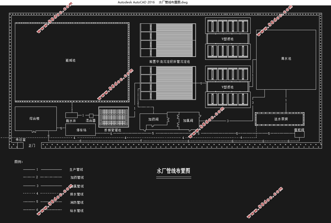四川长乐市10万m3/d某自来水厂工程设计(含CAD图)