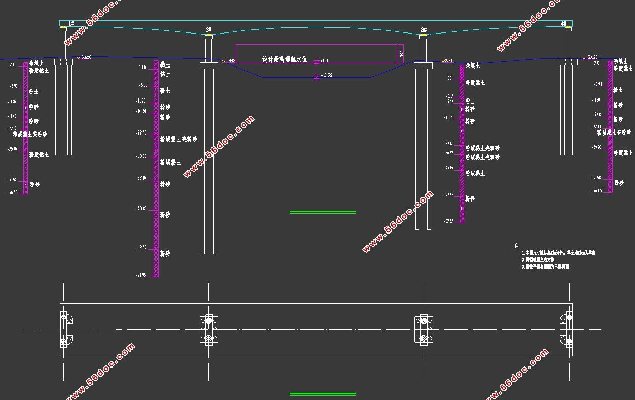 三跨不等跨50m+72m+50m江苏某连续梁桥设计(含CAD图,Midas模型)