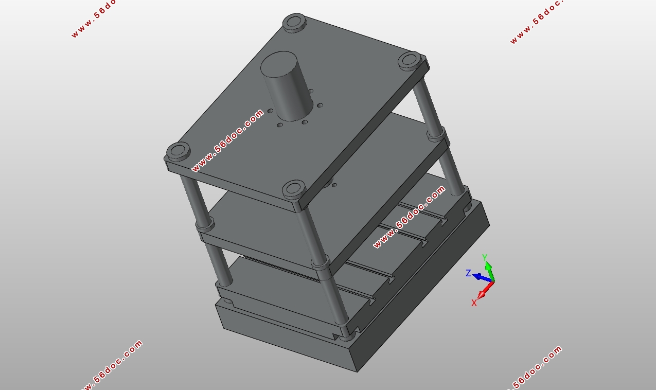 Y28-500T双动拉伸机机身的有限元分析与优化(含SolidWorks三维图)