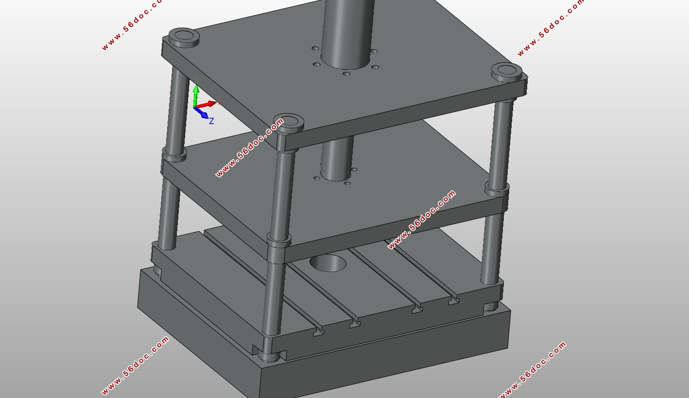 Y28-500T双动拉伸机机身的有限元分析与优化(含SolidWorks三维图)