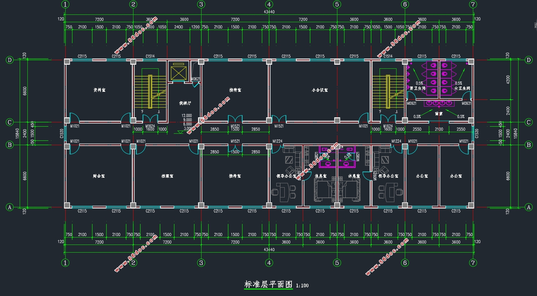 六层4179平米沛县某火力发电厂办公楼设计(含建筑图结构图)
