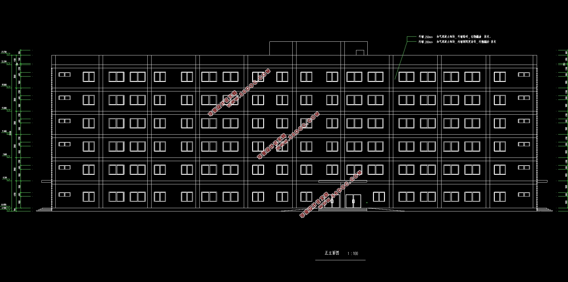 六层7200平米云南省红河中学教学楼设计(建筑图结构图)