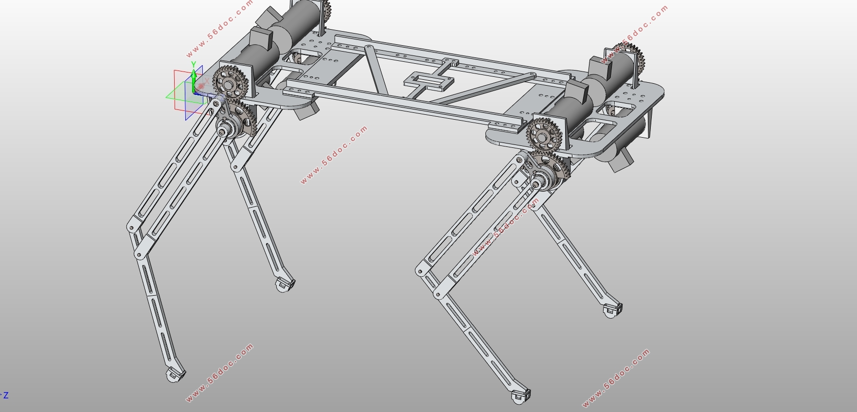 四足机器人机构及其控制系统的设计(含CAD装配图,SolidWorks三维图)