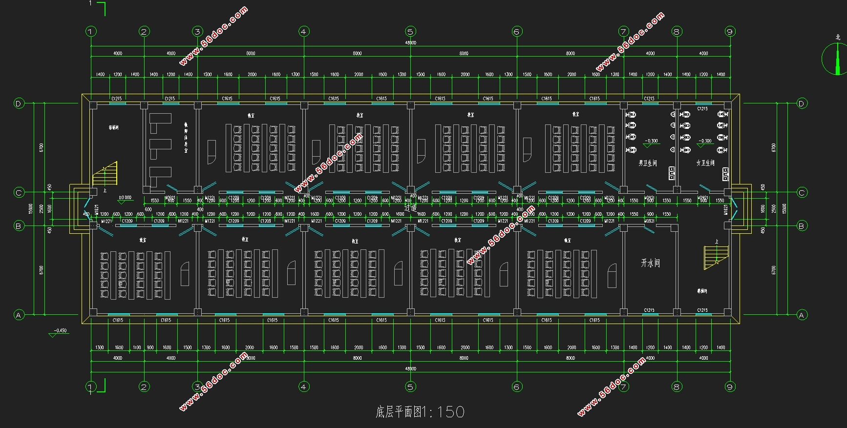 四层3052平米连云港某学校教学楼设计(含建筑图结构图,施工组织)