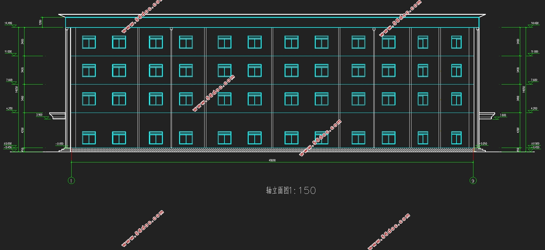 四层3052平米连云港某学校教学楼设计(含建筑图结构图,施工组织)